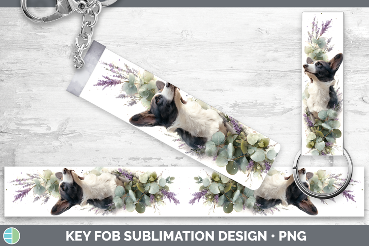 Cardigan Corgi Dogs 05 Lavender and Eucalyptus Key Fob Subli