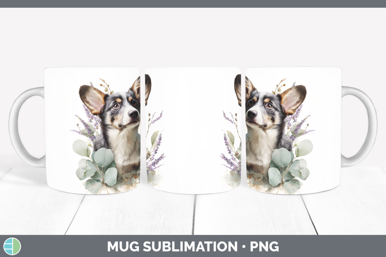 Cardigan Corgi Dogs 05 Lavender and Eucalyptus Mug Wrap Subl