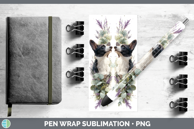 Cardigan Corgi Dogs 05 Lavender and Eucalyptus Pen Wrap Subl