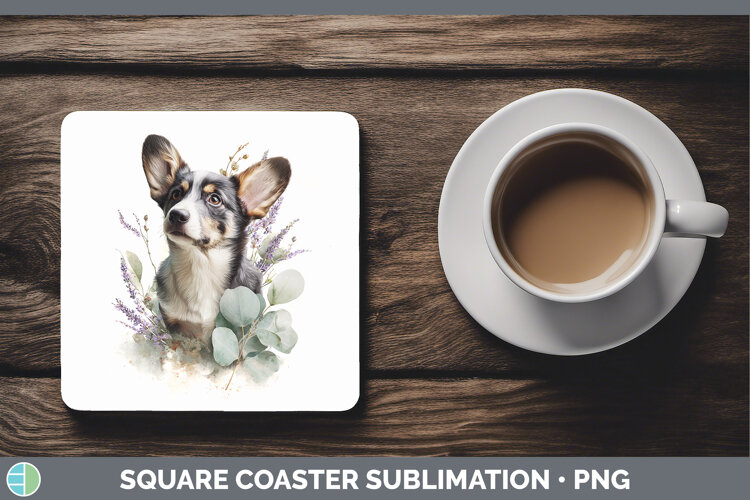 GorgeousDogs 05 Lavender and Eucalyptus Square Coaster design.