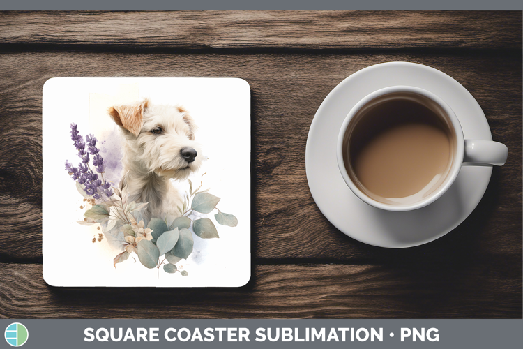 Double Doodle Dogs 05 Lavender and Eucalyptus Square Coaster