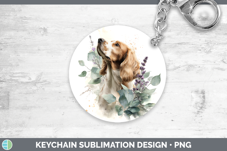 English Cocker Spaniel Dogs 05 Lavender and Eucalyptus Keych