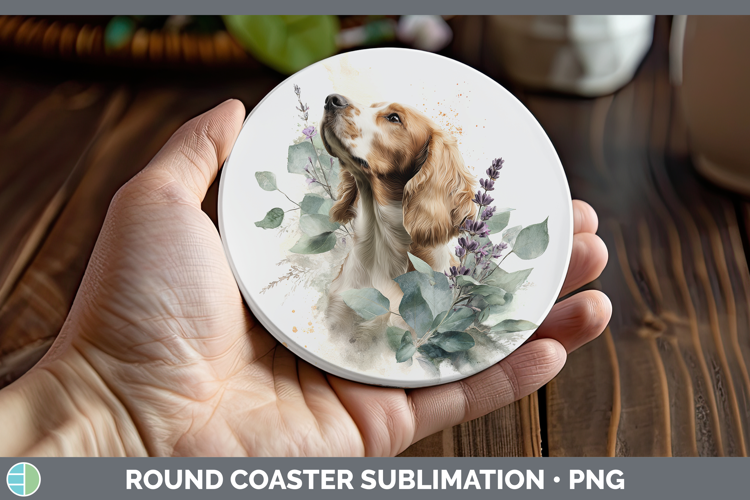 English Cocker Spaniel Dogs 05 Lavender and Eucalyptus Round