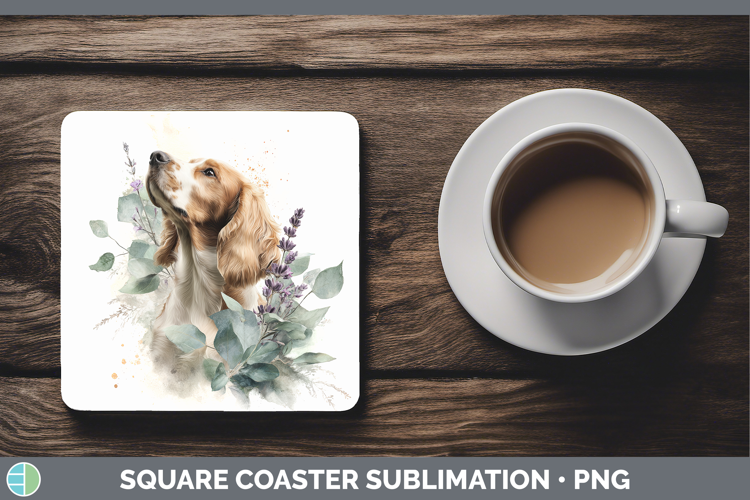 English Cocker Spaniel Dogs 05 Lavender and Eucalyptus Squar