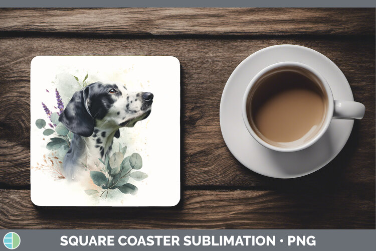 GorgeousDogs 05 Lavender and Eucalyptus Square Coaster design.