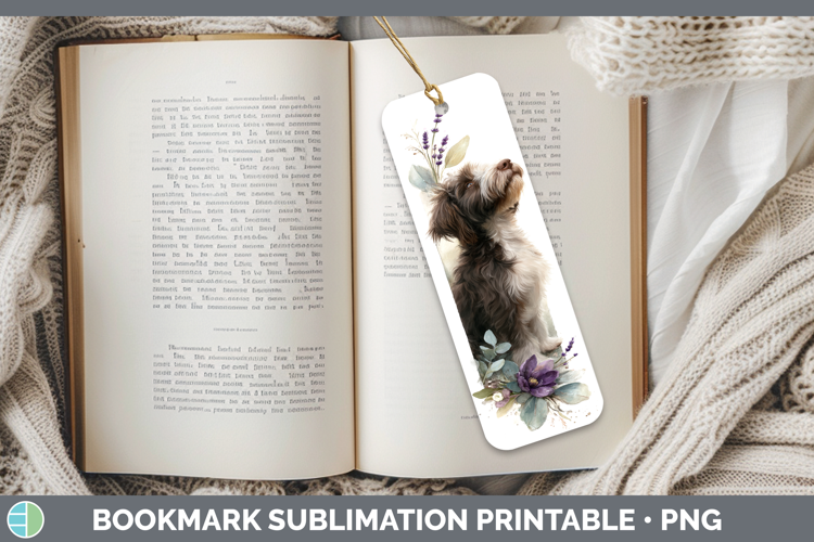 Labradoodle Dogs 05 Lavender and Eucalyptus Bookmark Sublima