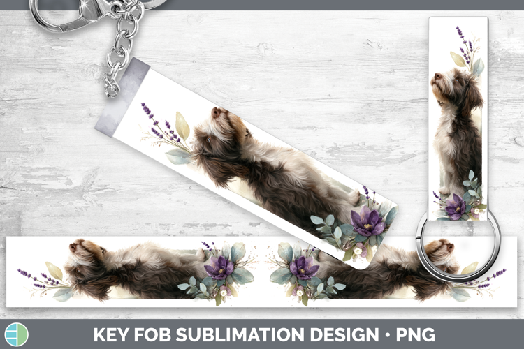 Labradoodle Dogs 05 Lavender and Eucalyptus Key Fob Sublimat