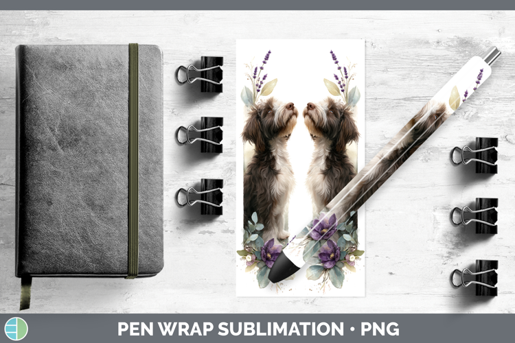 Labradoodle Dogs 05 Lavender and Eucalyptus Pen Wrap Sublima