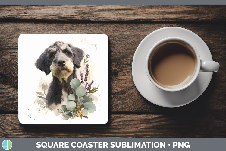 Labradoodle Dogs 05 Lavender and Eucalyptus Square Coaster S