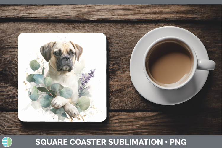 Puggle Dogs 05 Lavender and Eucalyptus Square Coaster Sublim