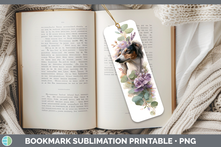 Saluki Dogs 05 Lavender and Eucalyptus Bookmark Sublimation