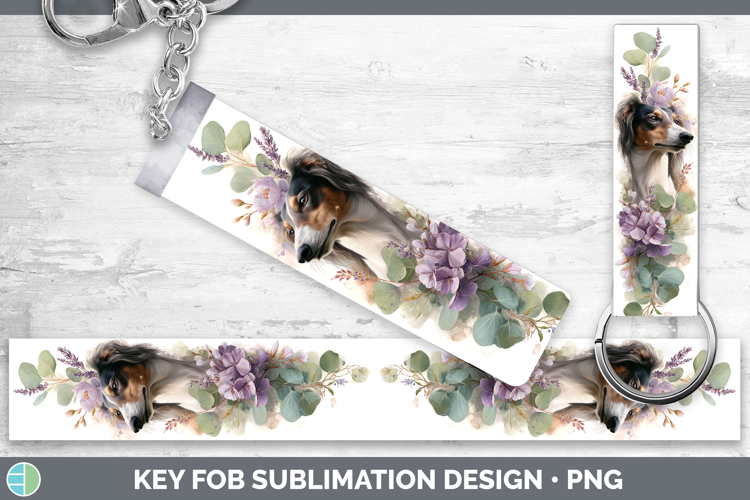 Saluki Dogs 05 Lavender and Eucalyptus Key Fob Sublimation D