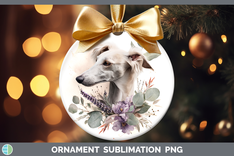 Saluki Dogs 05 Lavender and Eucalyptus Ornament Sublimation