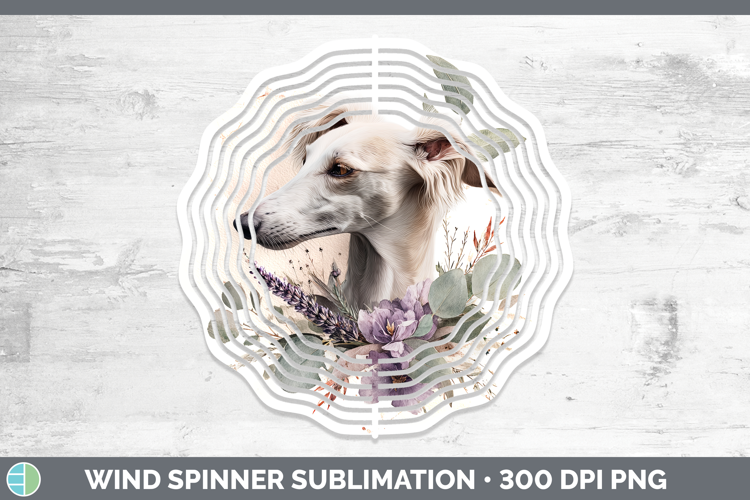 Saluki Dogs 05 Lavender and Eucalyptus Wind Spinner Sublimat