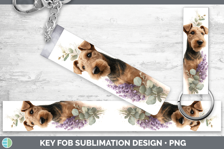 Welsh Terrier Dogs 05 Lavender and Eucalyptus Key Fob Sublim