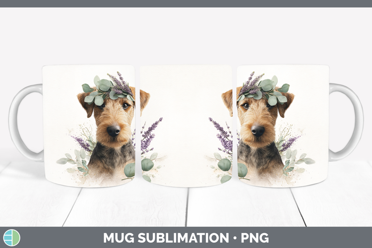 Welsh Terrier Dogs 05 Lavender and Eucalyptus Mug Wrap Subli