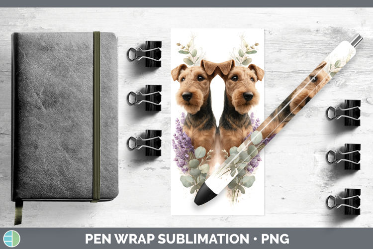 Welsh Terrier Dogs 05 Lavender and Eucalyptus Pen Wrap Subli