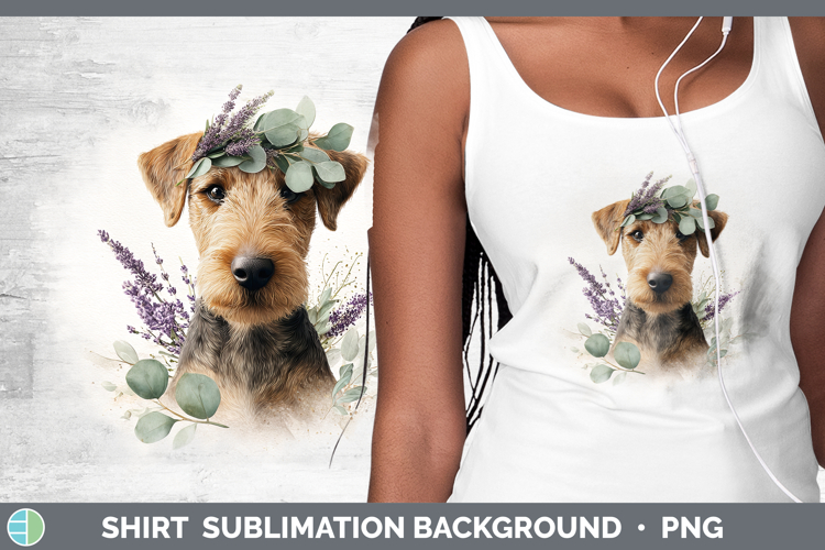Welsh Terrier Dogs 05 Lavender and Eucalyptus Shirt Sublimat