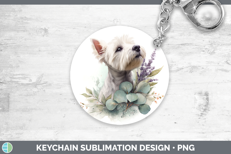White Highland Terrier Dogs 05 Lavender and Eucalyptus Keych