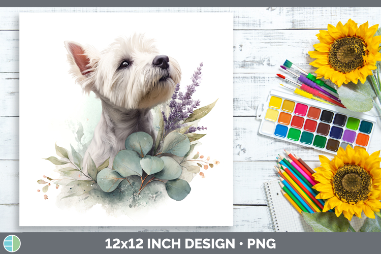 White Highland Terrier Dogs 05 Lavender and Eucalyptus Paper