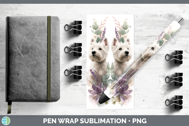 White Highland Terrier Dogs 05 Lavender and Eucalyptus Pen W