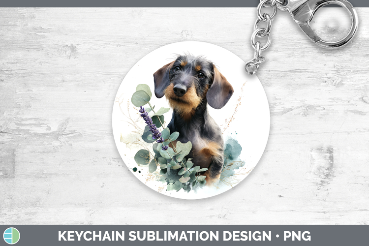 Wire Haired Dachshund Dogs 05 Lavender and Eucalyptus Keycha