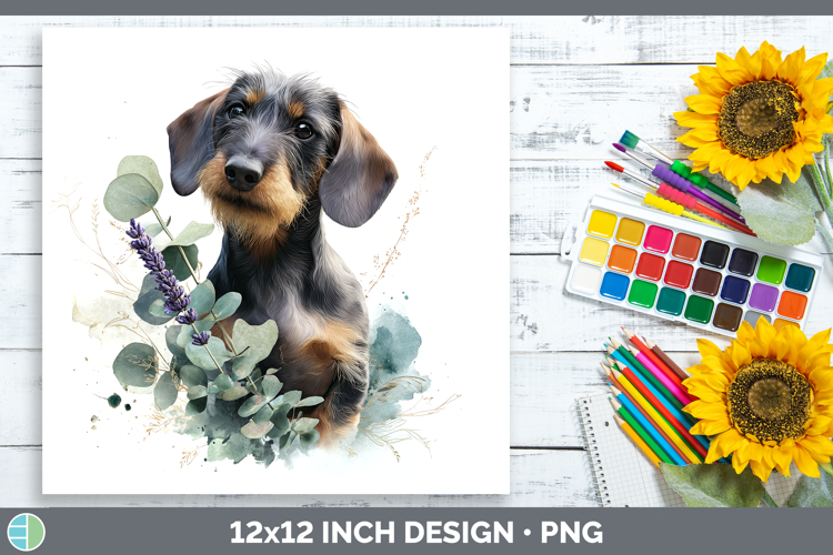 Wire Haired Dachshund Dogs 05 Lavender and Eucalyptus Paper