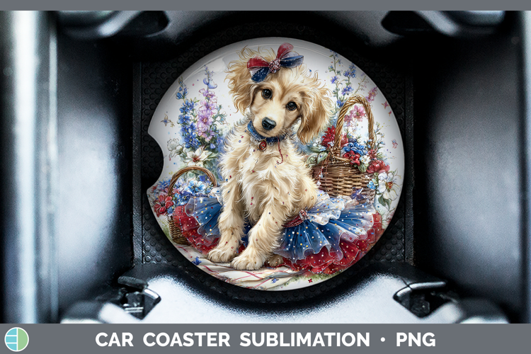 Dogs 05 Patriotic Afghan Hound Car Coaster Sublimation Desi