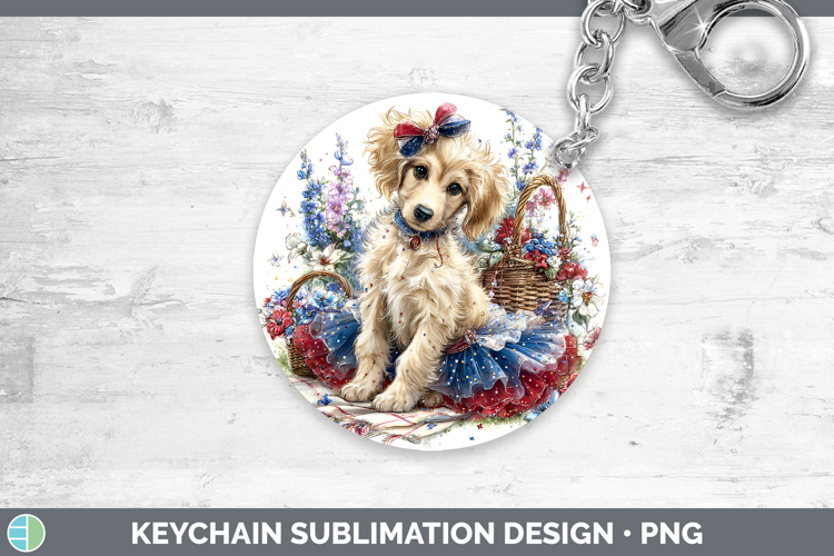 Dogs 05 Patriotic Afghan Hound Keychain Sublimation Keyring