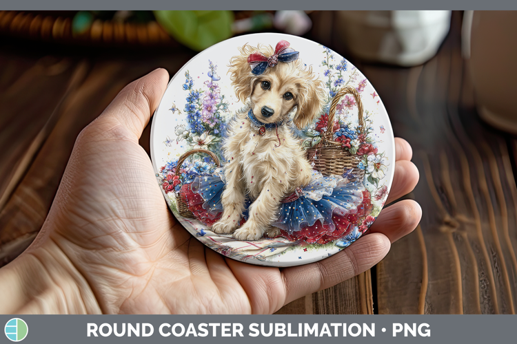 Dogs 05 Patriotic Afghan Hound Round Coaster Sublimation Coa