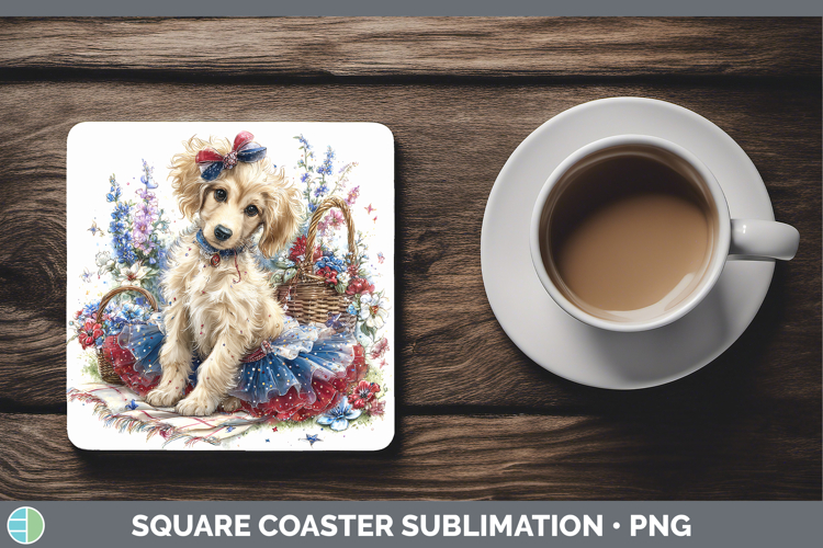 Dogs 05 Patriotic Afghan Hound Square Coaster Sublimation Co