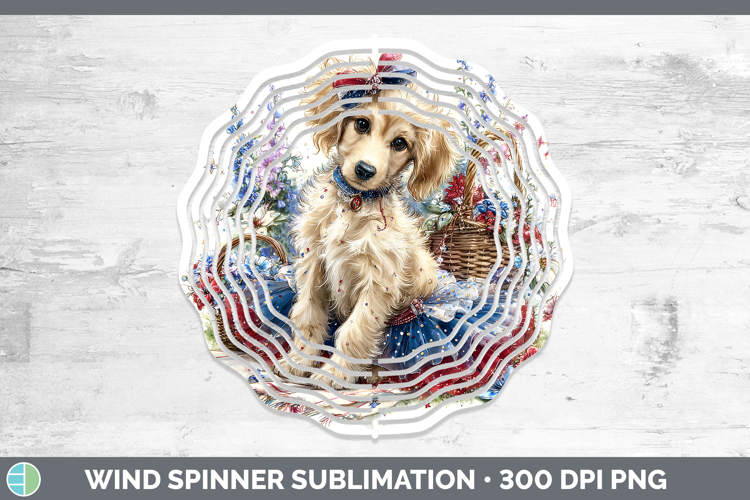 Dogs 05 Patriotic Afghan Hound Wind Spinner Sublimation Spin
