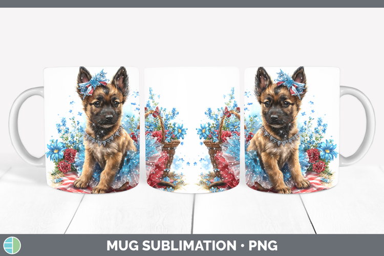 Dogs 05 Patriotic Belgian Malinois Mug Wrap Sublimation Coff