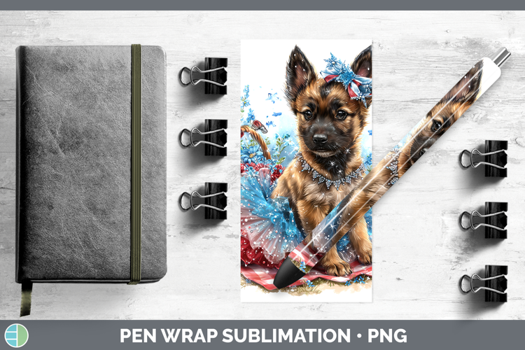 Dogs 05 Patriotic Belgian Malinois Pen Wrap Sublimation Pen