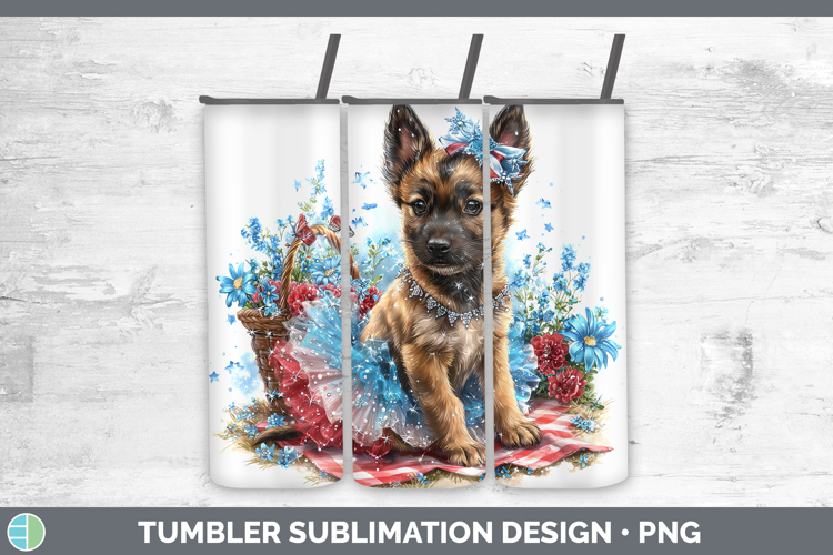Dogs 05 Patriotic Belgian Malinois Tumbler Sublimation 20 oz