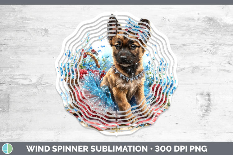 Dogs 05 Patriotic Belgian Malinois Wind Spinner Sublimation