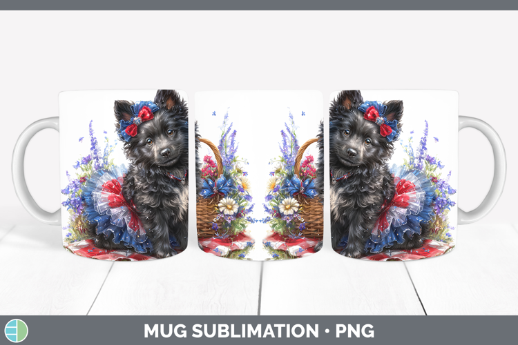 Dogs 05 Patriotic Belgian Sheepdog Mug Wrap Sublimation Coff