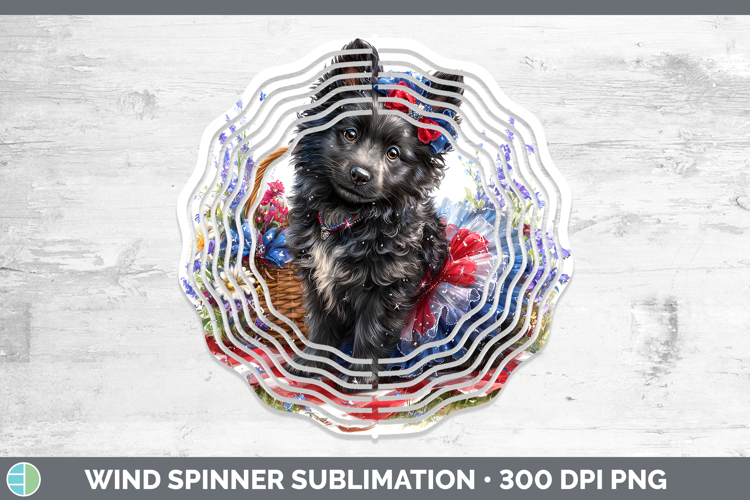 Dogs 05 Patriotic Belgian Sheepdog Wind Spinner Sublimation