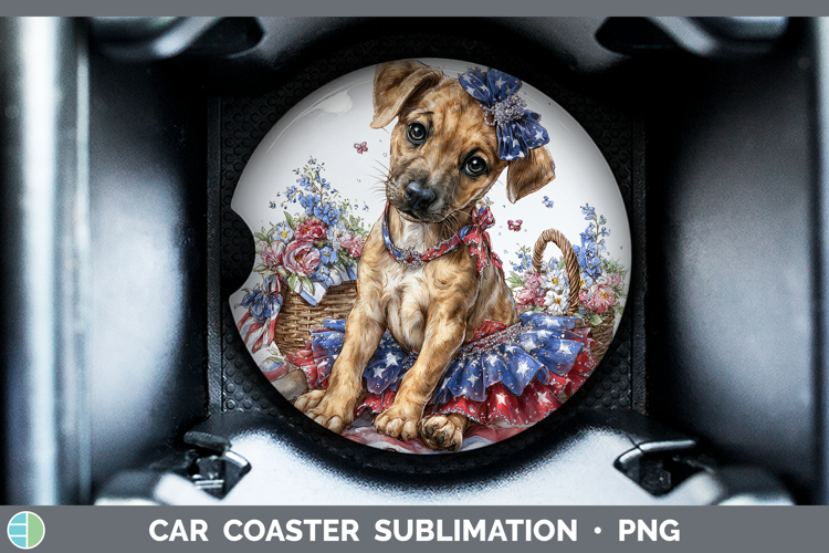 Dogs 05 Patriotic Black Mouth Cur Car Coaster Sublimation D