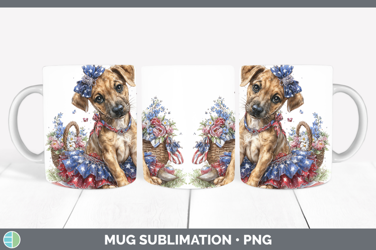 Dogs 05 Patriotic Black Mouth Cur Mug Wrap Sublimation Coffe