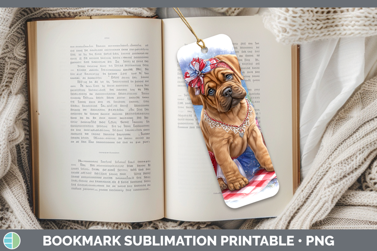 Dogs 05 Patriotic Bordeaux Mastiff Bookmark Sublimation Prin