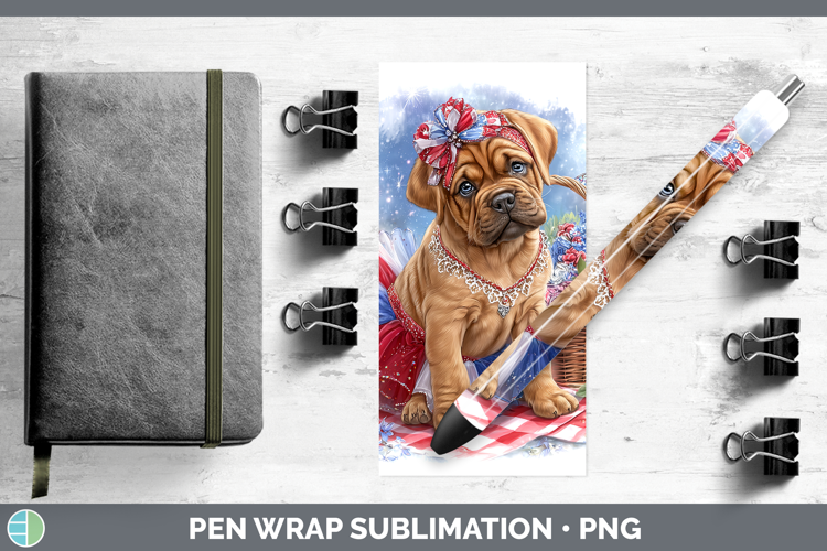 Dogs 05 Patriotic Bordeaux Mastiff Pen Wrap Sublimation Pen