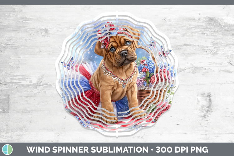 Dogs 05 Patriotic Bordeaux Mastiff Wind Spinner Sublimation