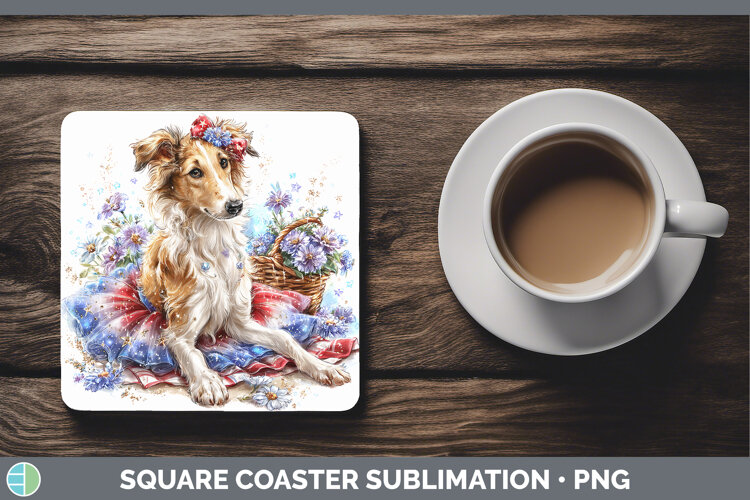 GorgeousDogs 05 Patriotic Square Coaster design.
