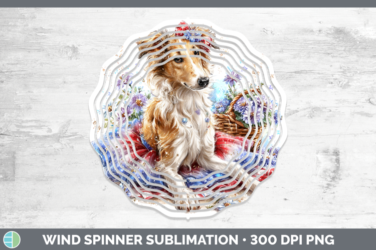 Dogs 05 Patriotic Borzoi Wind Spinner Sublimation Spinner De