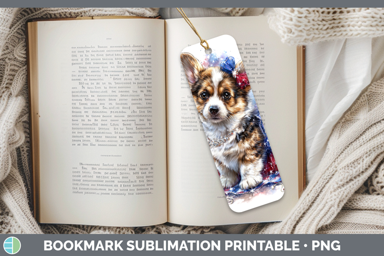 Dogs 05 Patriotic Cardigan Corgi Bookmark Sublimation Printa