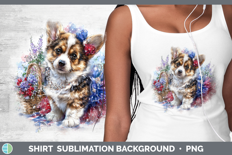 Dogs 05 Patriotic Cardigan Corgi Shirt Sublimation Backgroun