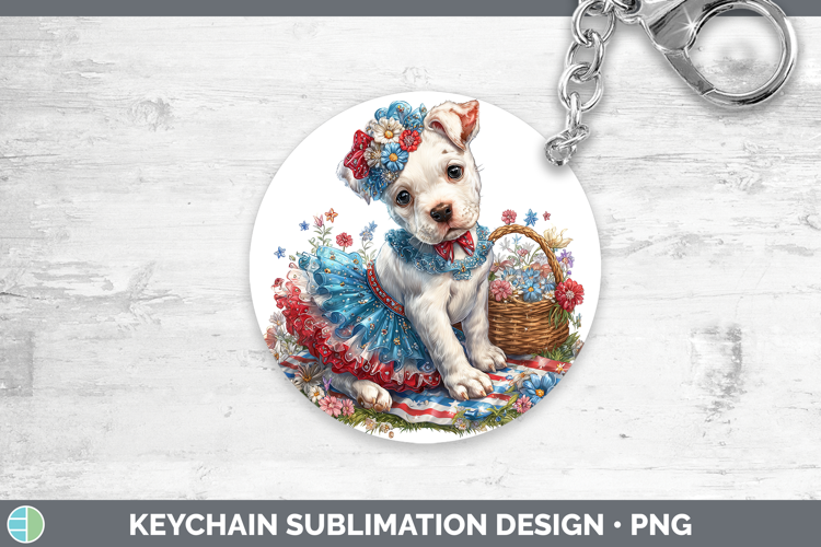 Dogs 05 Patriotic Dogo Argentino Keychain Sublimation Keyrin