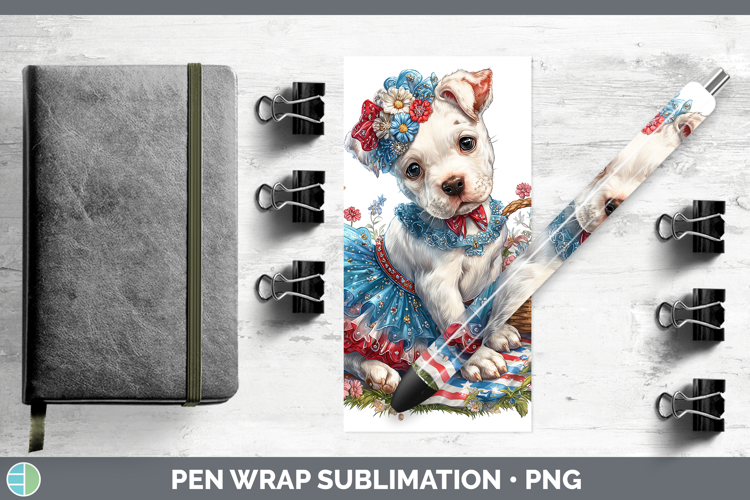 Dogs 05 Patriotic Dogo Argentino Pen Wrap Sublimation Pen De