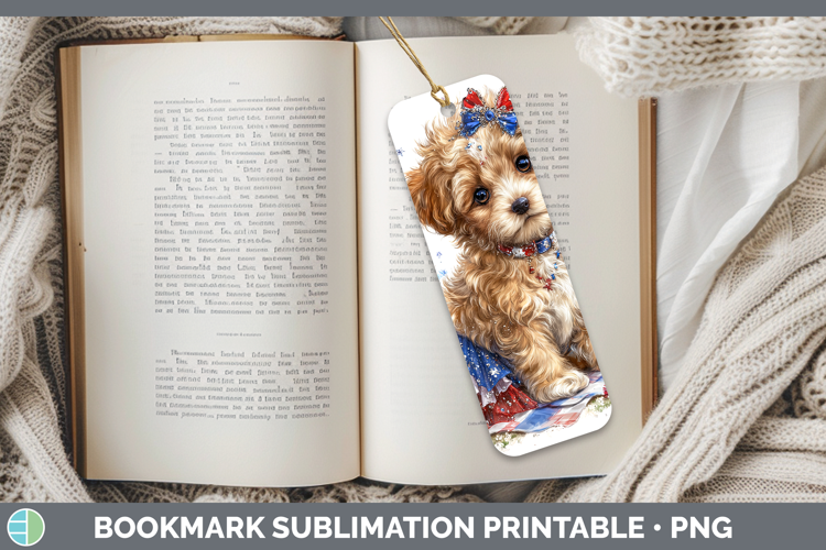 Dogs 05 Patriotic Double Doodle Bookmark Sublimation Printab